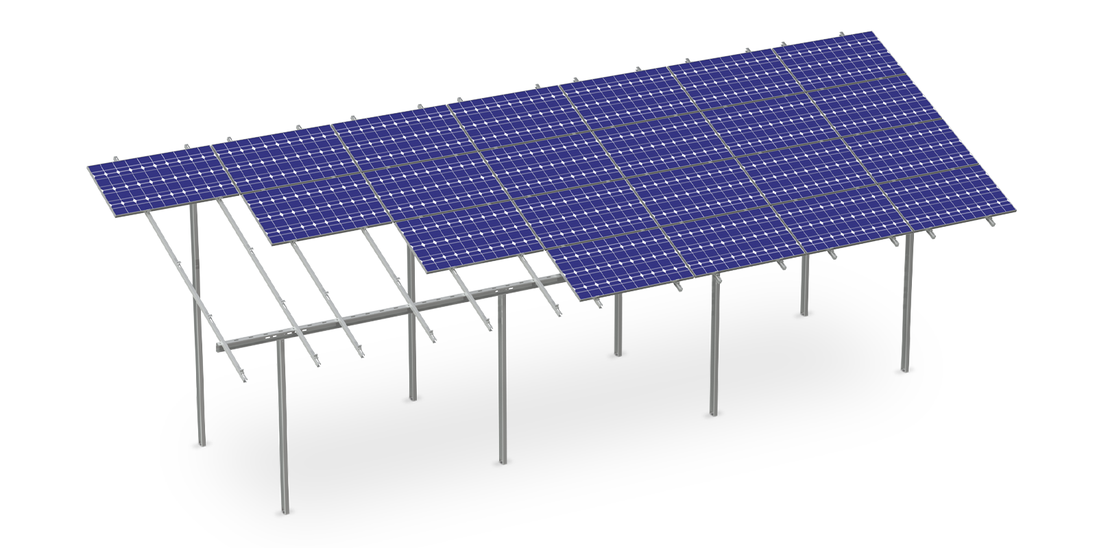 Construction for 28 panels in a horizontal arrangement.